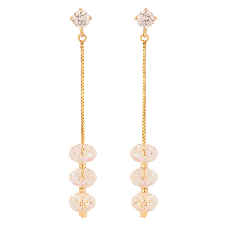 Сережки Xuping колір 18K з кристалами Swarovski пусети "Кристальні намистини Shimmer на ланцюжках" фото №12 Сережки Xuping колір 18K з кристалами Swarovski пусети "Кристальні намистини Shimmer на ланцюжках" фото №12