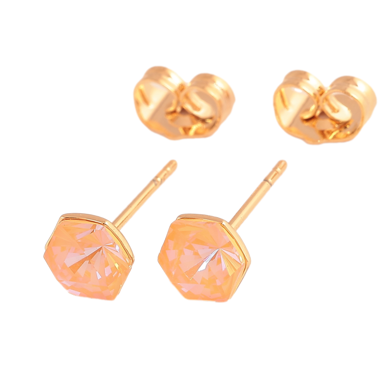 Сережки Xuping колір 18K з кристалами Swarovski пусети "Кристальний багатогранник Buttercup" 6х6мм фото №1 Сережки Xuping колір 18K з кристалами Swarovski пусети "Кристальний багатогранник Buttercup" 6х6мм фото №1