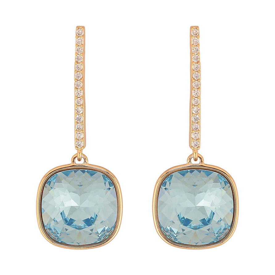 Серьги Xuping цвет 18K с кристаллами Swarovski пусеты "Кристаллы Aquamarine" фото №1