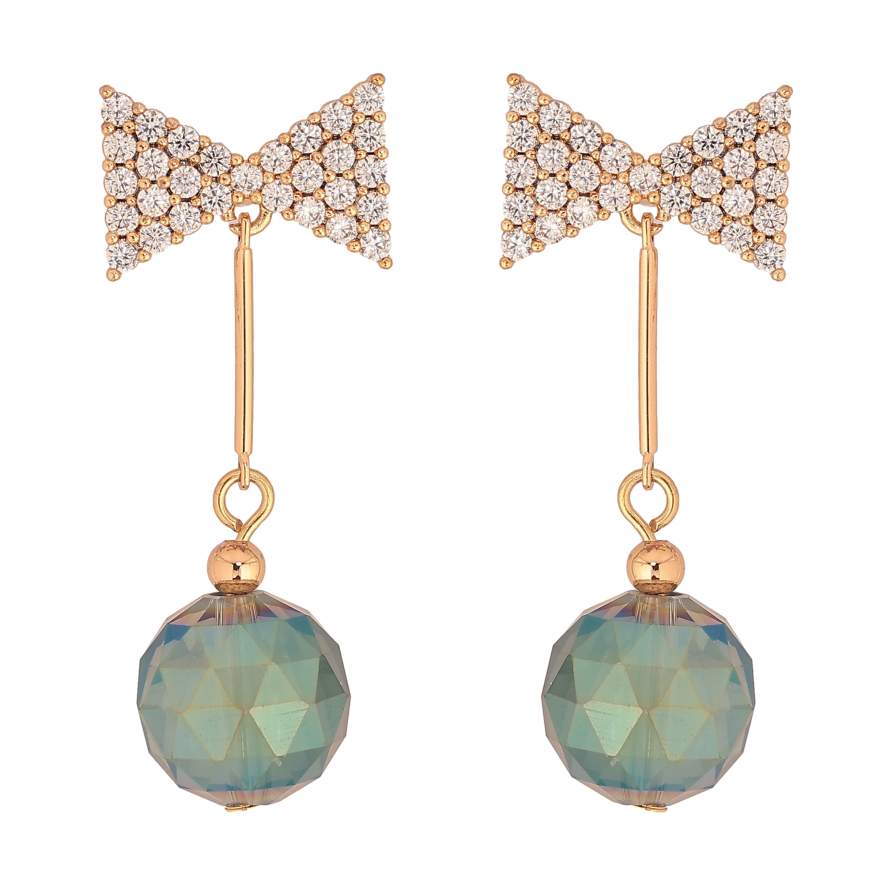 Серьги Xuping цвет 18K с кристаллами Swarovski пусеты "Кристаллы Erinite Shimmer на бантах" фото №1