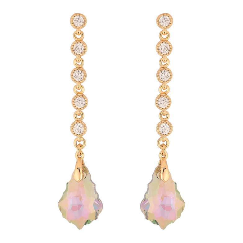Серьги Xuping цвет 18K с кристаллами Swarovski пусеты "Кристаллы Vitrail Light на дорожке" фото №1 Серьги Xuping цвет 18K с кристаллами Swarovski пусеты "Кристаллы Vitrail Light на дорожке" фото №1