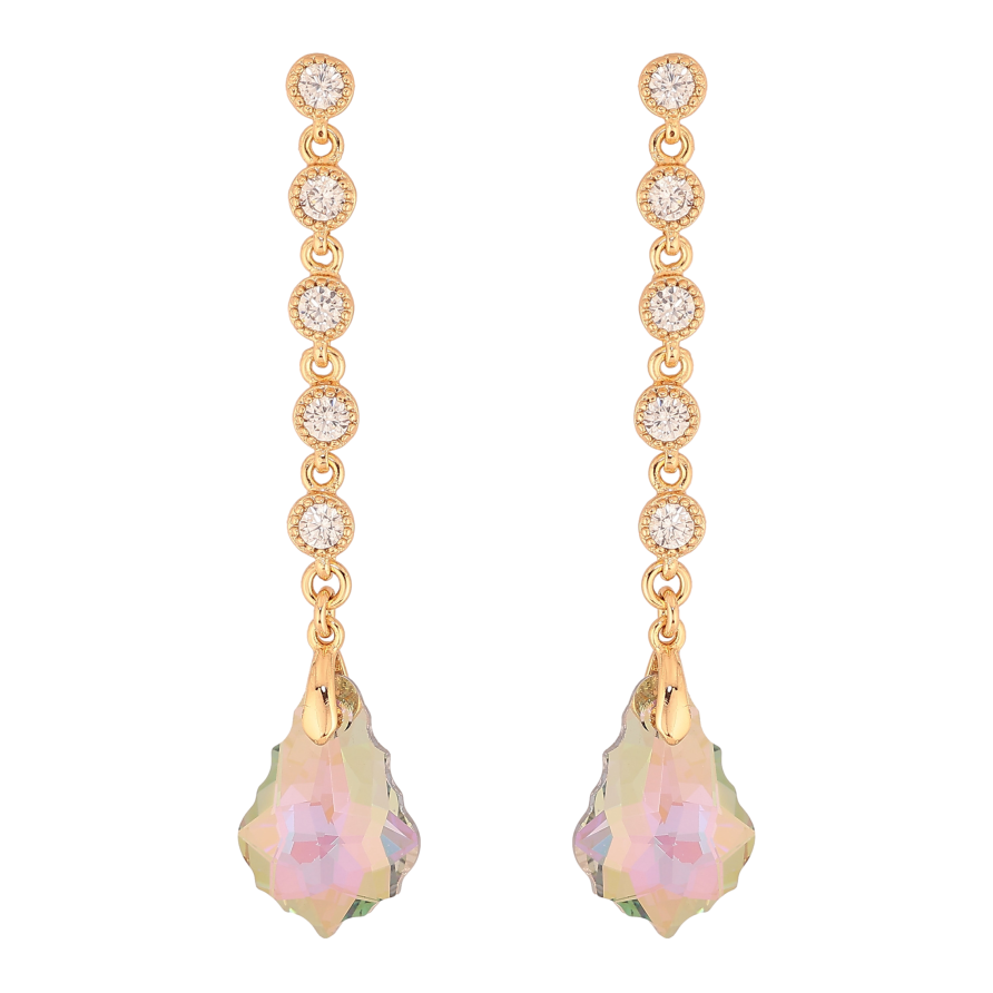 Серьги Xuping цвет 18K с кристаллами Swarovski пусеты "Кристаллы Vitrail Light на дорожке" фото №1