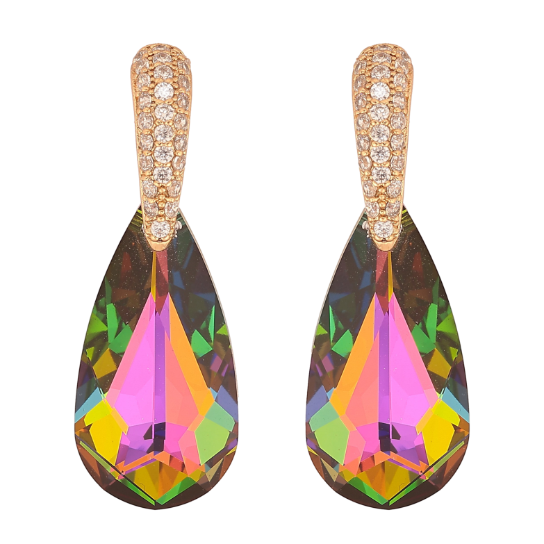 Серьги Xuping цвет 18K с кристаллами Swarovski пусеты "Кристаллы Vitrail Medium на дужках" фото №1