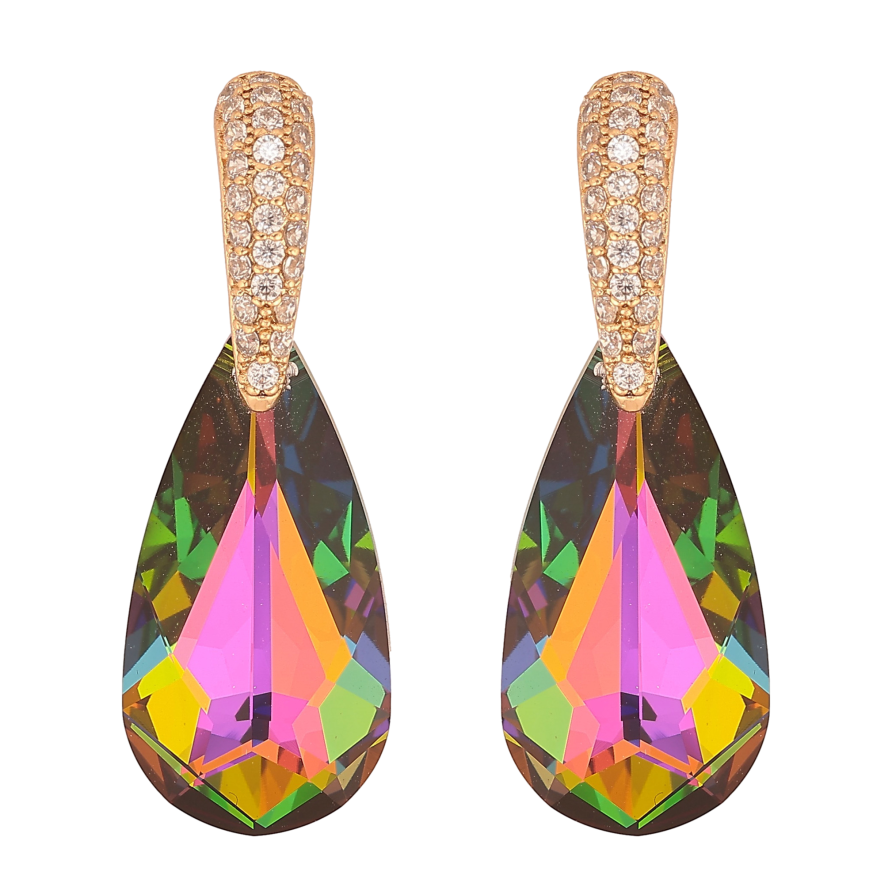 Сережки Xuping колір 18K з кристалами Swarovski пусети "Кристали Vitrail Medium на дужках" фото №1