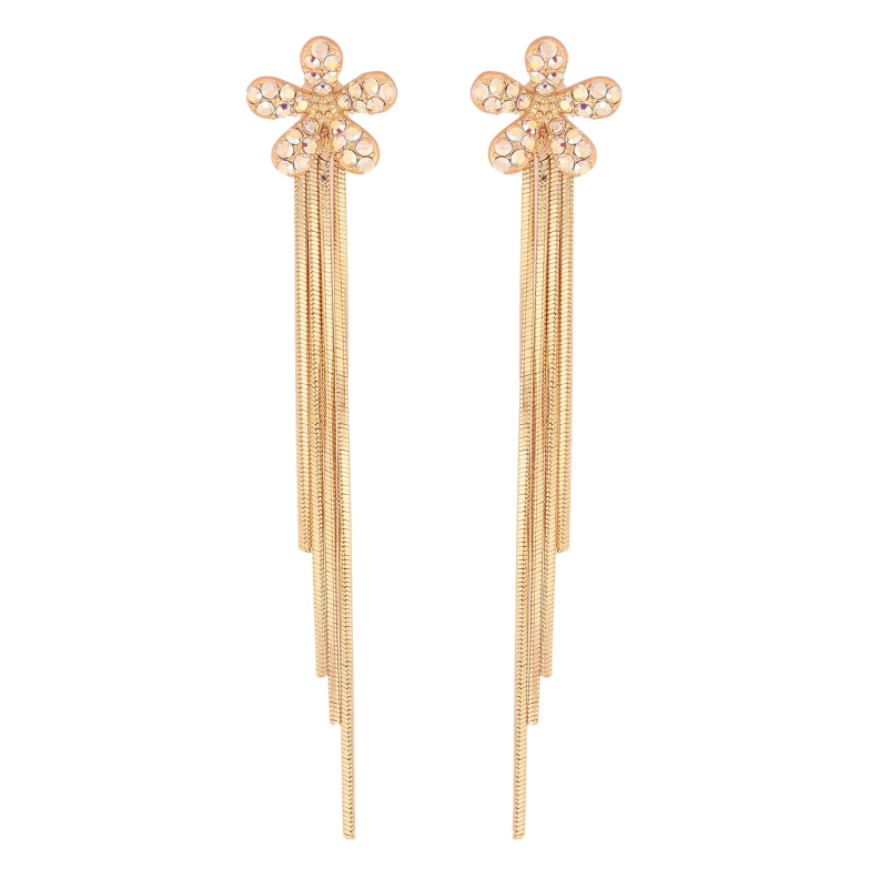 Серьги Xuping цвет 18K с кристаллами Swarovski пусеты "Цветочки с кристаллами АВ" фото №1