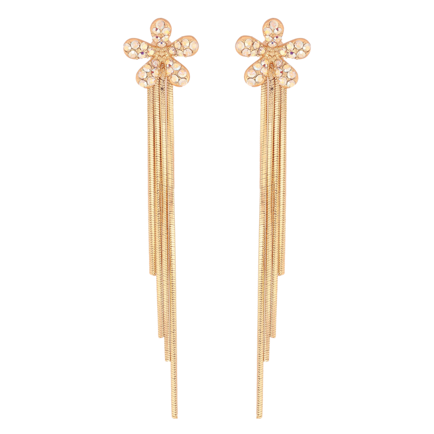 Серьги Xuping цвет 18K с кристаллами Swarovski пусеты "Цветочки с кристаллами АВ" фото №1