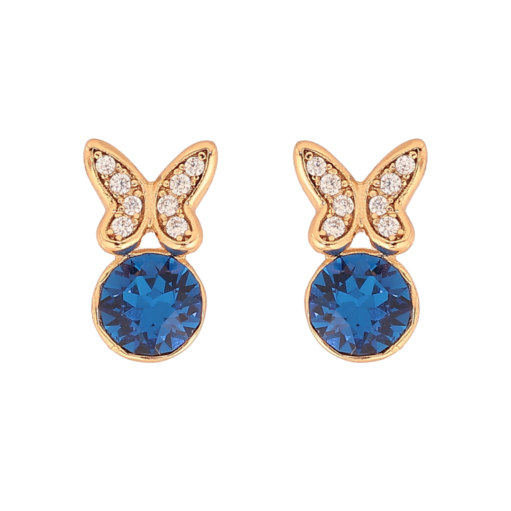 Сережки Xuping колір 18K з кристалами Swarovski пусети "Метелики з кристалом Capri Blue" фото №5 Сережки Xuping колір 18K з кристалами Swarovski пусети "Метелики з кристалом Capri Blue" фото №5