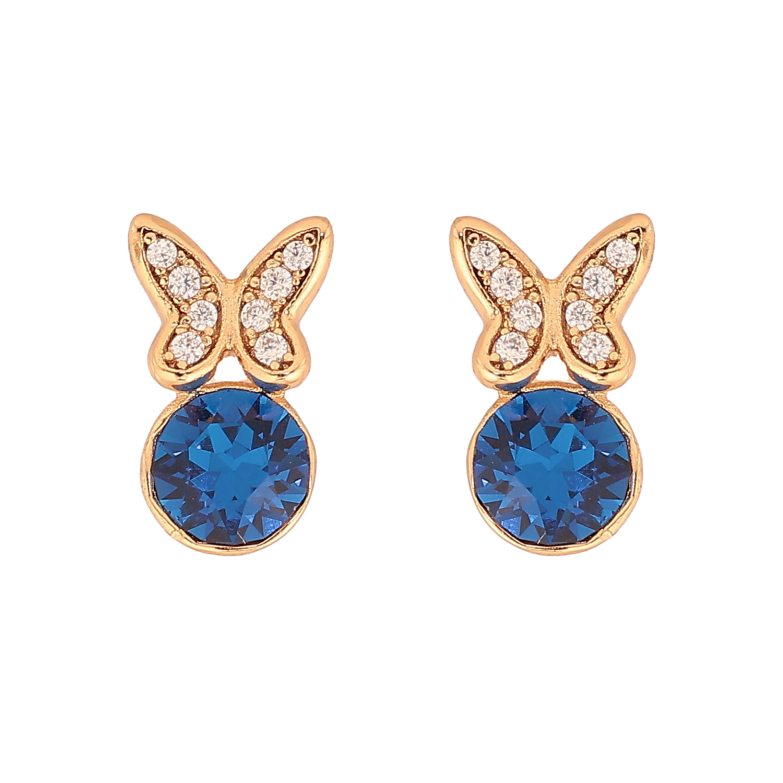 Серьги Xuping цвет 18K с кристаллами Swarovski пусеты "Бабочки с кристаллом Capri Blue" фото №2 Серьги Xuping цвет 18K с кристаллами Swarovski пусеты "Бабочки с кристаллом Capri Blue" фото №2