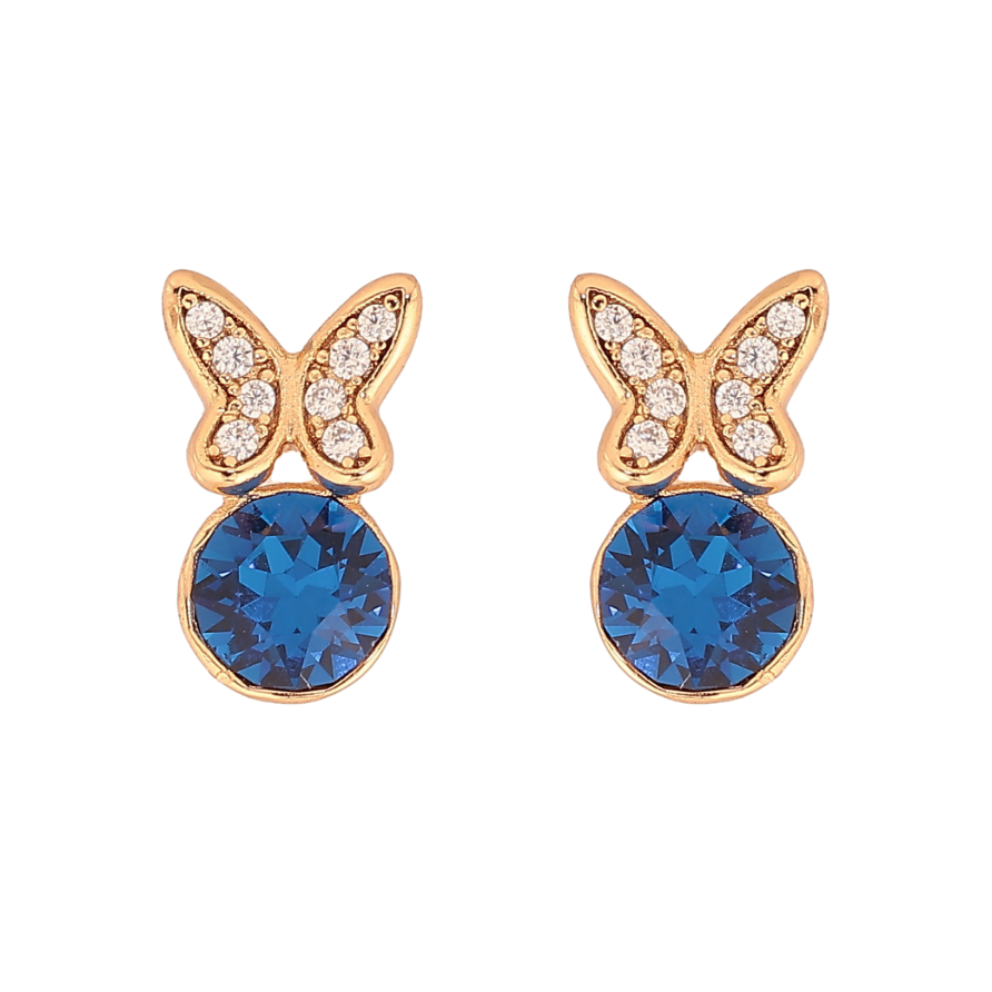 Серьги Xuping цвет 18K с кристаллами Swarovski пусеты "Бабочки с кристаллом Capri Blue" фото №1 Серьги Xuping цвет 18K с кристаллами Swarovski пусеты "Бабочки с кристаллом Capri Blue" фото №1