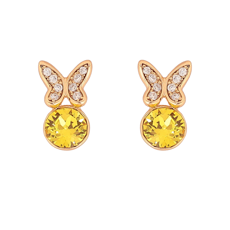 Серьги Xuping цвет 18K с кристаллами Swarovski пусеты "Бабочки с кристаллом Sunflower" фото №1