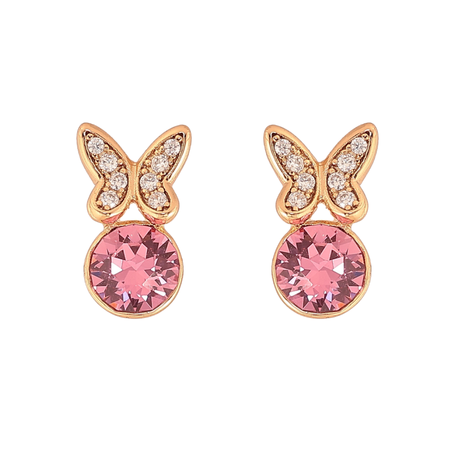 Сережки Xuping колір 18K з кристалами Swarovski пусети "Метелики з кристалом Rose" фото №1 Сережки Xuping колір 18K з кристалами Swarovski пусети "Метелики з кристалом Rose" фото №1