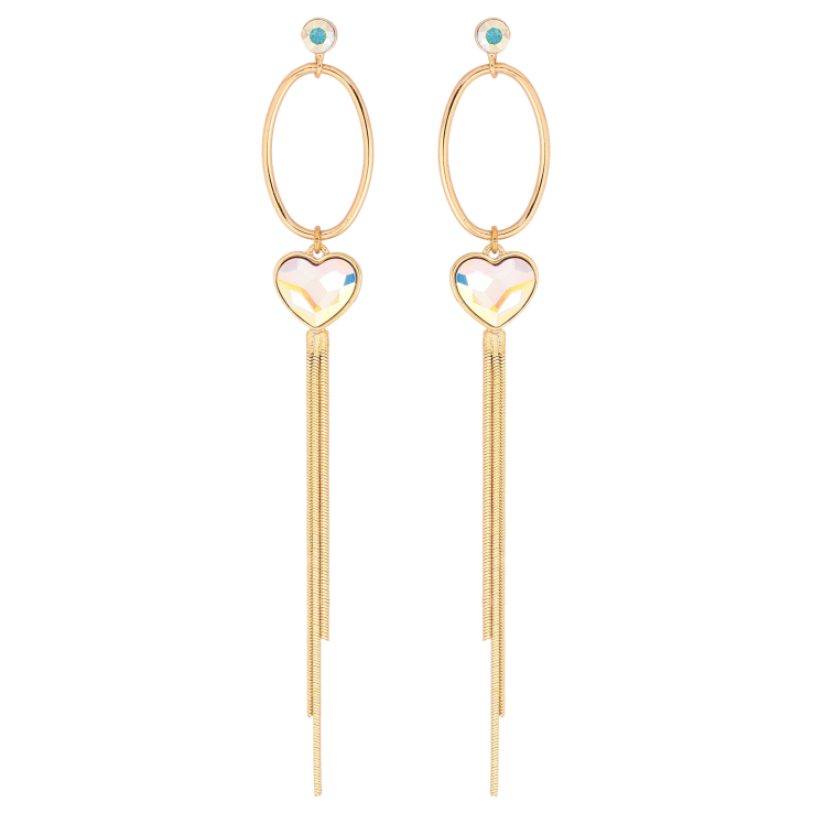 Сережки Xuping колір 18K з кристалами Swarovski пусети "Овальні підвіски з кристалами АВ" фото №2