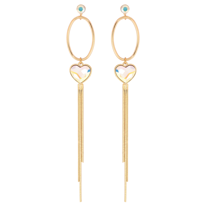 Сережки Xuping колір 18K з кристалами Swarovski пусети "Овальні підвіски з кристалами АВ" фото №1