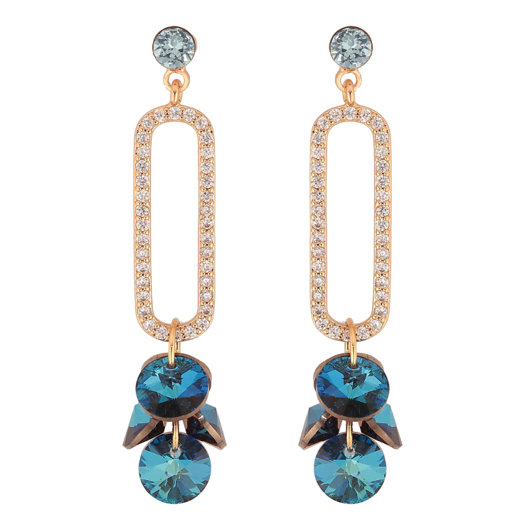 Сережки Xuping колір 18K з кристалами Swarovski пусети "Підвіски з кристалами Metallic Blue" фото №10