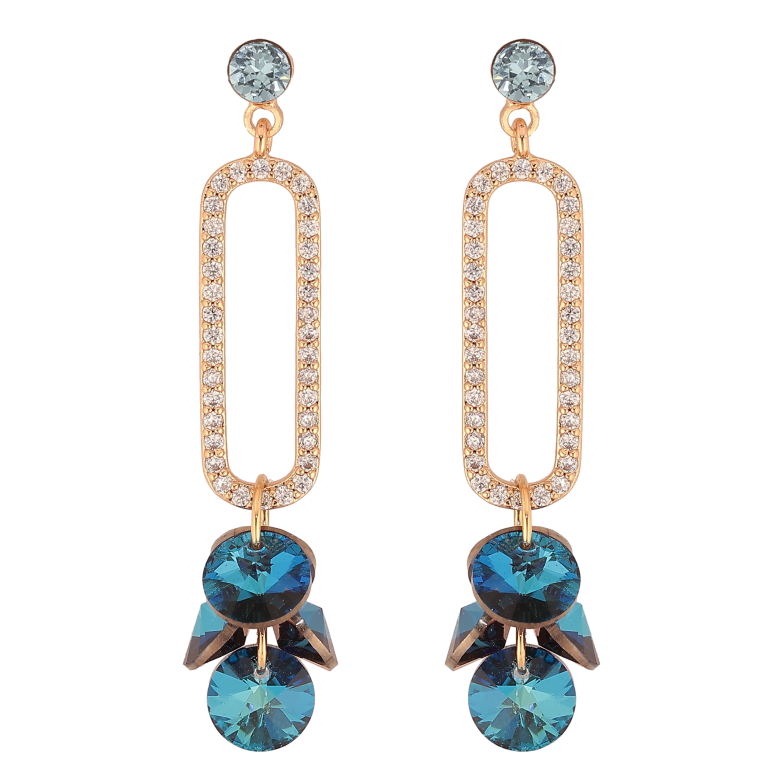 Сережки Xuping колір 18K з кристалами Swarovski пусети "Підвіски з кристалами Metallic Blue" фото №1