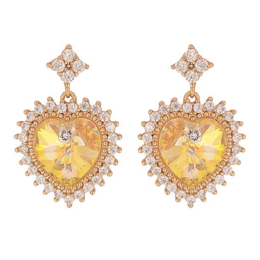 Сережки Xuping колір 18K з кристалами Swarovski пусети "Серця Sunshine Delite в обрамленні" фото №1