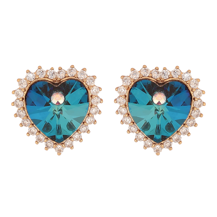 Сережки Xuping колір 18K з кристалами Swarovski пусети "Сердечка Metallic Blue в обрамленні кристалів" фото №12 Сережки Xuping колір 18K з кристалами Swarovski пусети "Сердечка Metallic Blue в обрамленні кристалів" фото №12