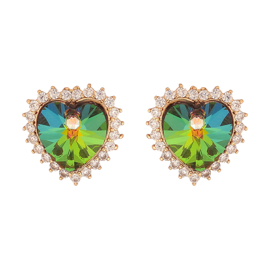 Серьги Xuping цвет 18K с кристаллами Swarovski пусеты "Сердечки Vitrail Medium в обрамлении кристаллов" фото №1