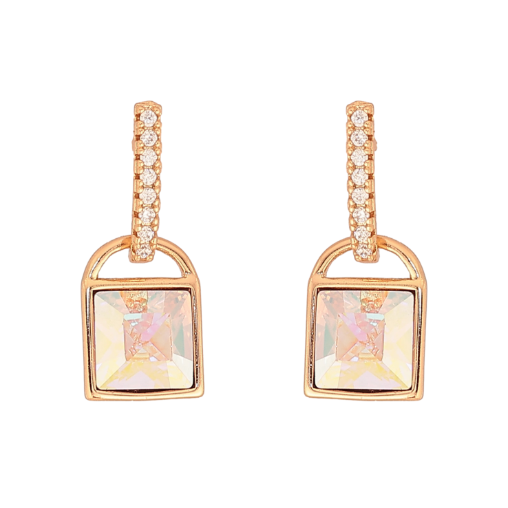 Сережки Xuping колір 18K з кристалами Swarovski пусети "Замочки з кристалом АВ" фото №14 Сережки Xuping колір 18K з кристалами Swarovski пусети "Замочки з кристалом АВ" фото №14