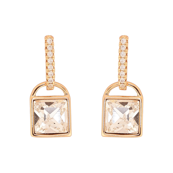 Сережки Xuping колір 18K з кристалами Swarovski пусети "Замочки з кристалом Clear" фото №15 Сережки Xuping колір 18K з кристалами Swarovski пусети "Замочки з кристалом Clear" фото №15