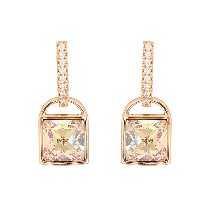 Сережки Xuping колір 18K з кристалами Swarovski пусети "Замочки з кристалом Vitrail Light" фото №1