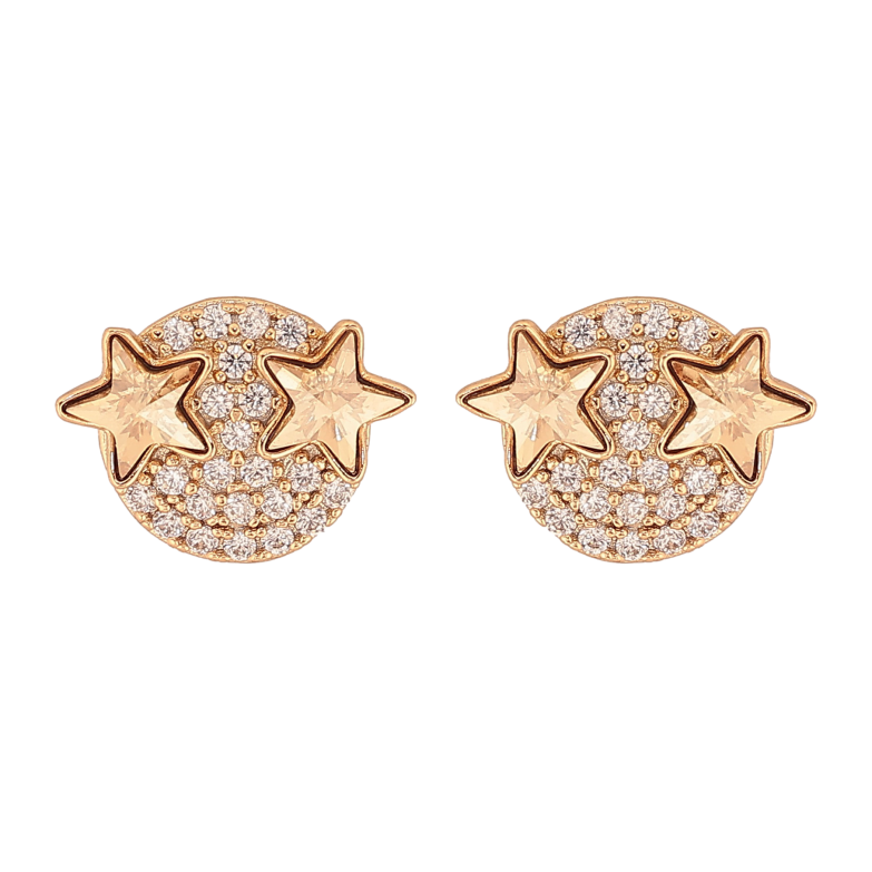 Сережки Xuping колір 18K з кристалами Swarovski пусети "Зірки кристали Golden Shadow" фото №1 Сережки Xuping колір 18K з кристалами Swarovski пусети "Зірки кристали Golden Shadow" фото №1