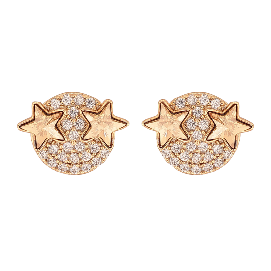 Сережки Xuping колір 18K з кристалами Swarovski пусети "Зірки кристали Golden Shadow" фото №1 Сережки Xuping колір 18K з кристалами Swarovski пусети "Зірки кристали Golden Shadow" фото №1