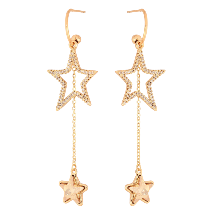 Сережки Xuping колір 18K з кристалами Swarovski пусети "Зоряні підвіски з кристалом Topaz" фото №14 Сережки Xuping колір 18K з кристалами Swarovski пусети "Зоряні підвіски з кристалом Topaz" фото №14