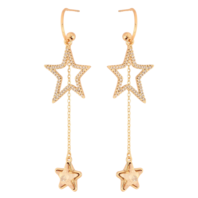 Серьги Xuping цвет 18K с кристаллами Swarovski пусеты "Звездные подвески с кристаллом Topaz" фото №1