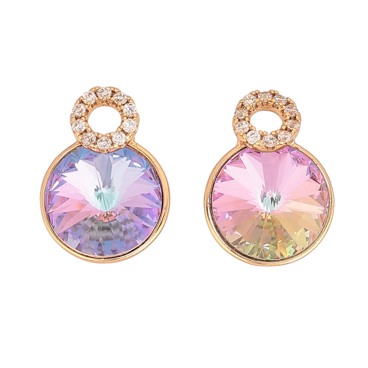 Серьги Xuping цвет 18K с кристаллами Swarovski пусеты "Кристаллы с колечками" Кристаллы разных оттенков! фото №9