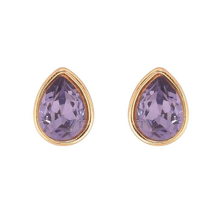 Серьги Xuping цвет 18K с кристаллами Swarovski пусеты "Кристальные капельки Tanzanite" фото №24