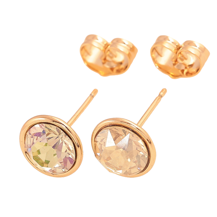 Серьги Xuping цвет 18K с кристаллами Swarovski пусеты "Кристаллы Vitrail Light" ø 9мм фото №4 Серьги Xuping цвет 18K с кристаллами Swarovski пусеты "Кристаллы Vitrail Light" ø 9мм фото №4