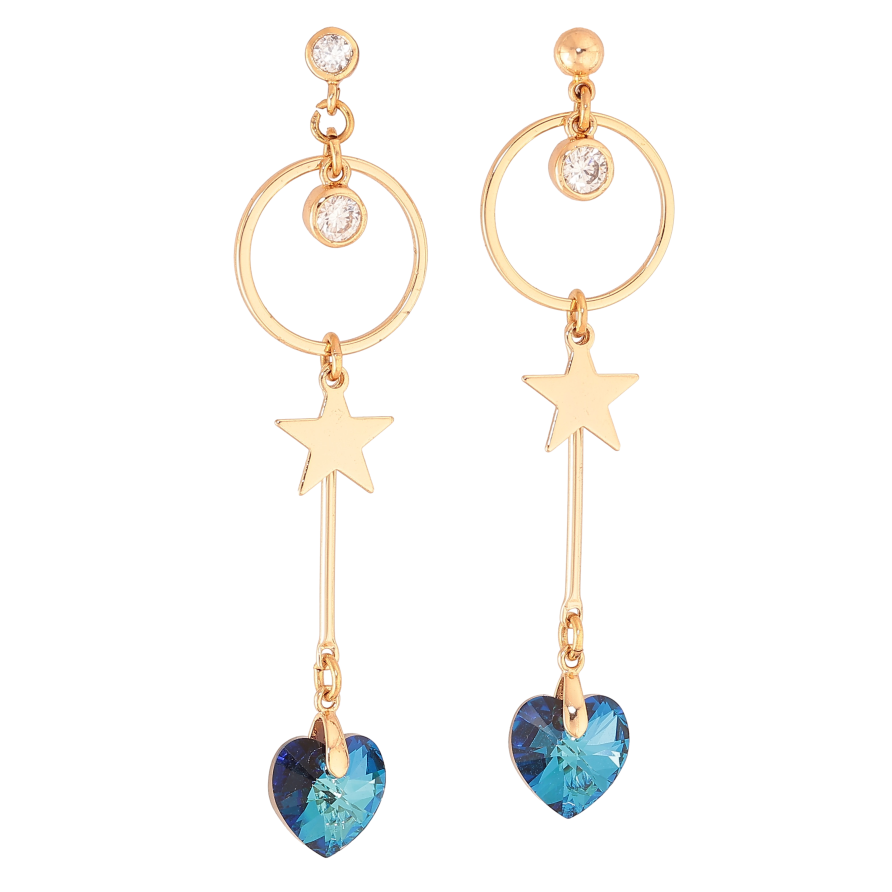 Серьги Xuping цвет 18K с кристаллами Swarovski пусеты "Ассиметричные подвески с кристаллами Metallic Blue" фото №1 Серьги Xuping цвет 18K с кристаллами Swarovski пусеты "Ассиметричные подвески с кристаллами Metallic Blue" фото №1