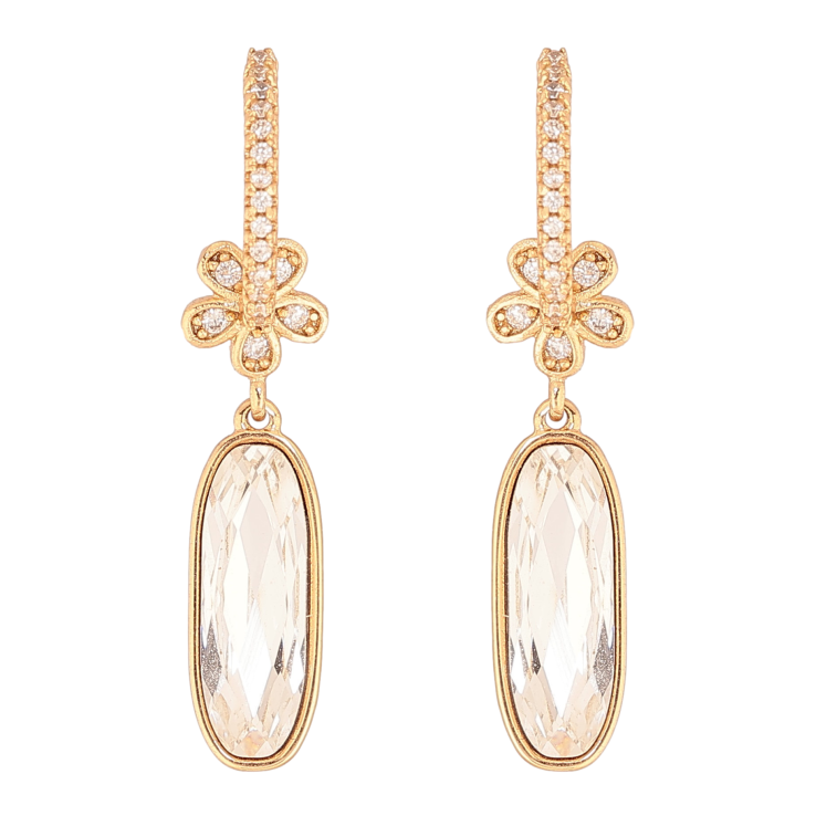 Серьги Xuping цвет 18K с кристаллами Swarovski пусеты "Подвески с кристаллами Clear и цветочками" фото №17