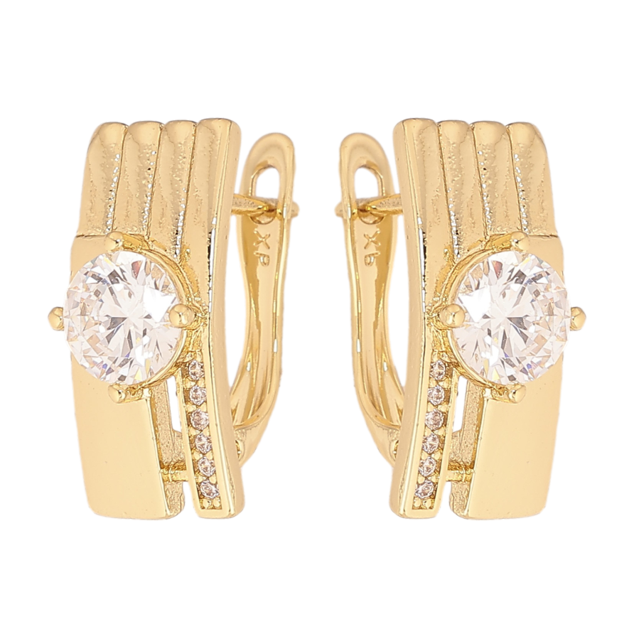 Сережки Xuping колір Позолота 14K англійський замок "Візерунок з кристалами" фото №1