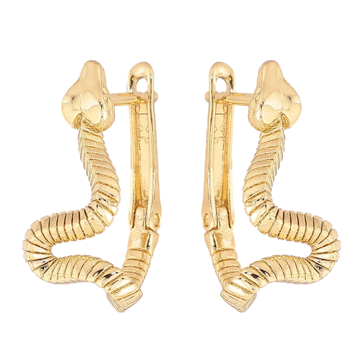 Серьги Xuping цвет Позолота 14K английский замок "Змейки" фото №11