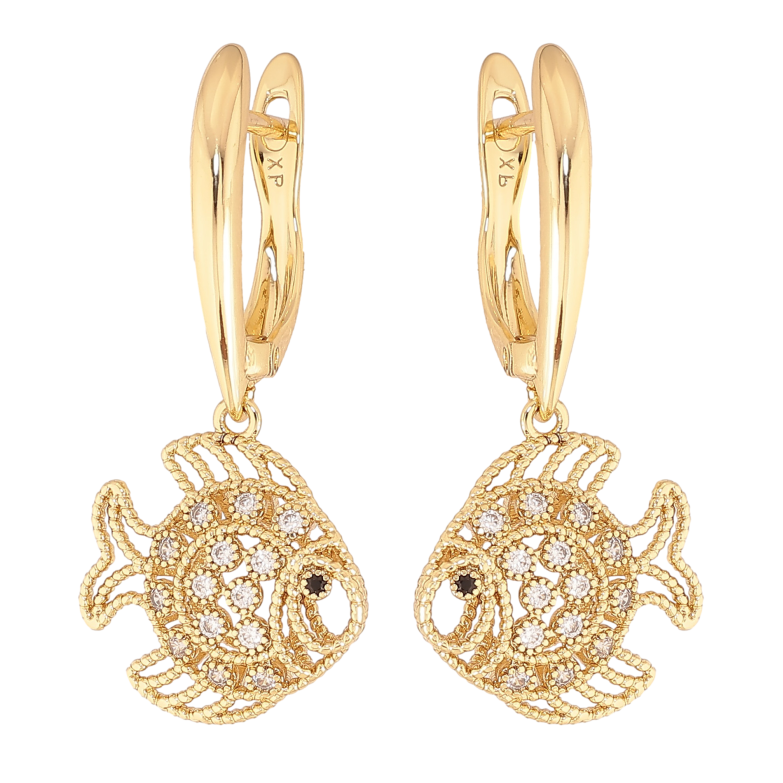 Серьги Xuping цвет Позолота 14K английский замок "Рыбки" фото №2