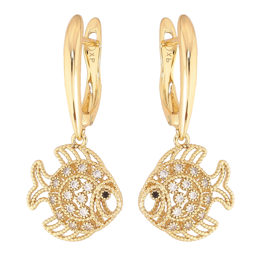 Серьги Xuping цвет Позолота 14K английский замок "Рыбки" фото №1 Серьги Xuping цвет Позолота 14K английский замок "Рыбки" фото №1