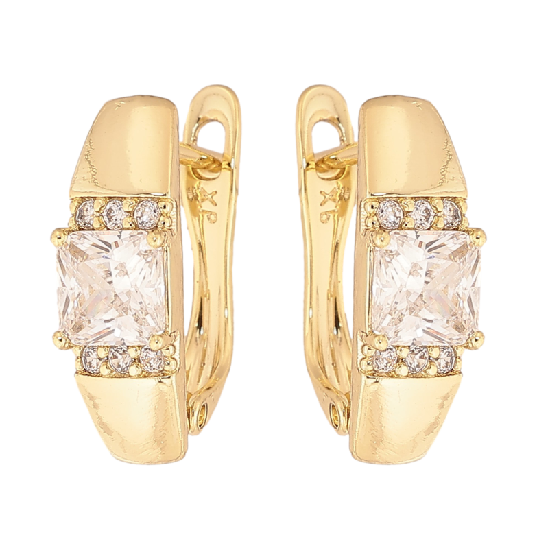 Серьги Xuping цвет Позолота 14K английский замок "Узор с кристаллами" фото №8