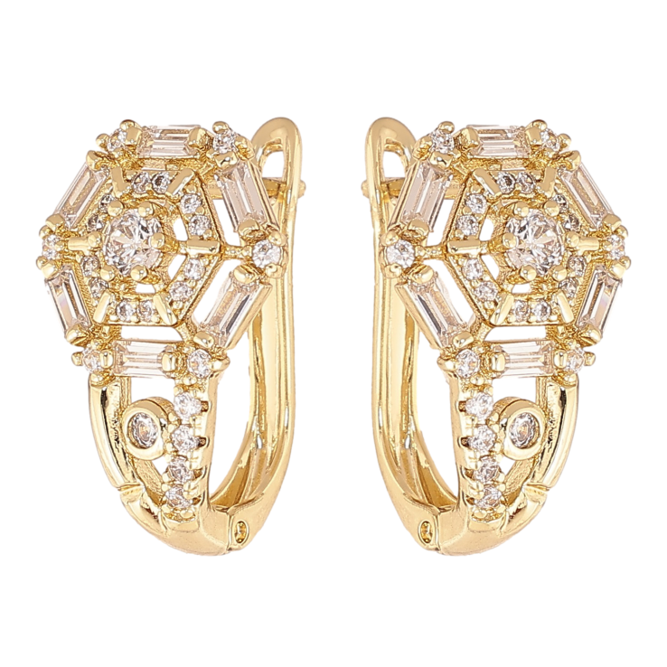 Серьги Xuping цвет Позолота 14K английский замок "Узор с кристаллами" фото №22 Серьги Xuping цвет Позолота 14K английский замок "Узор с кристаллами" фото №22