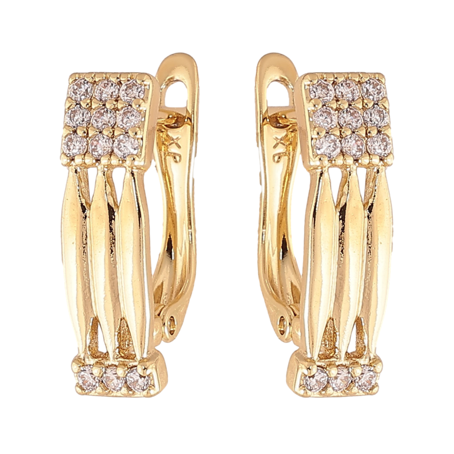 Сережки Xuping колір Позолота 14K англійський замок "Візерунок з кристалами" фото №1 Сережки Xuping колір Позолота 14K англійський замок "Візерунок з кристалами" фото №1