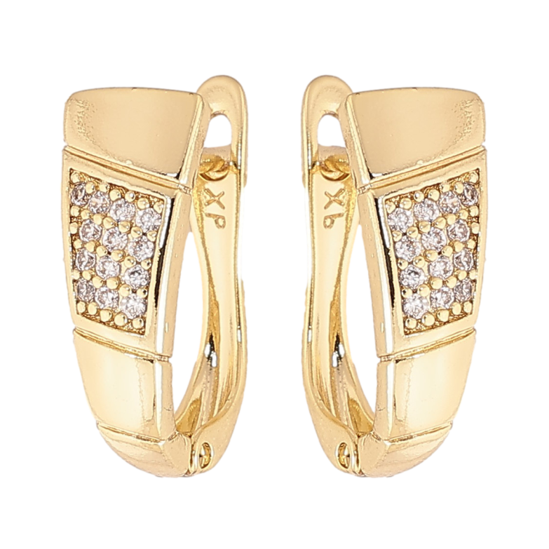 Сережки Xuping колір Позолота 14K англійський замок "Візерунок з кристалами" фото №2