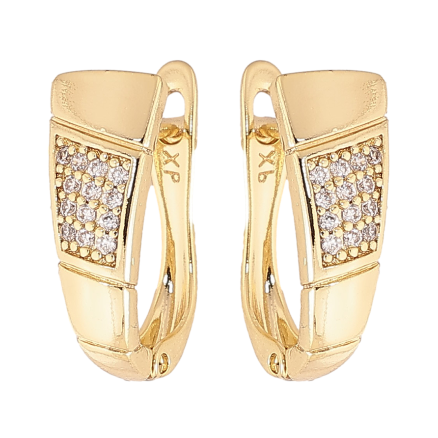 Серьги Xuping цвет Позолота 14K английский замок "Узор с кристаллами" фото №1 Серьги Xuping цвет Позолота 14K английский замок "Узор с кристаллами" фото №1