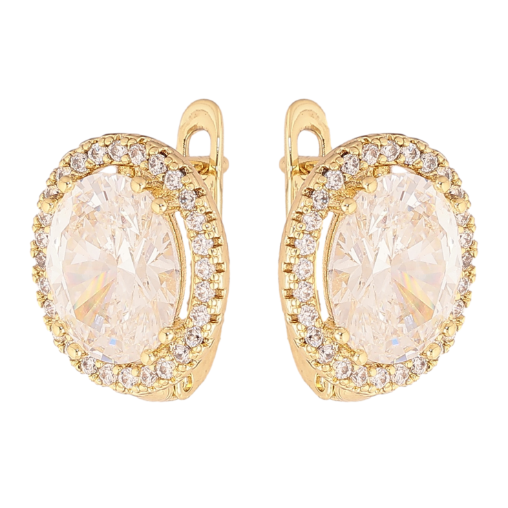 Серьги Xuping цвет Позолота 14K английский замок "Кристальный блеск" фото №9