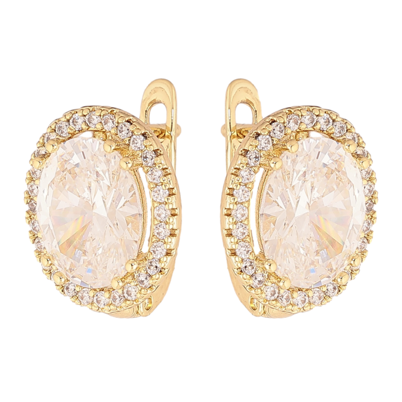 Сережки Xuping колір Позолота 14K англійський замок "Кристальний блиск" фото №1