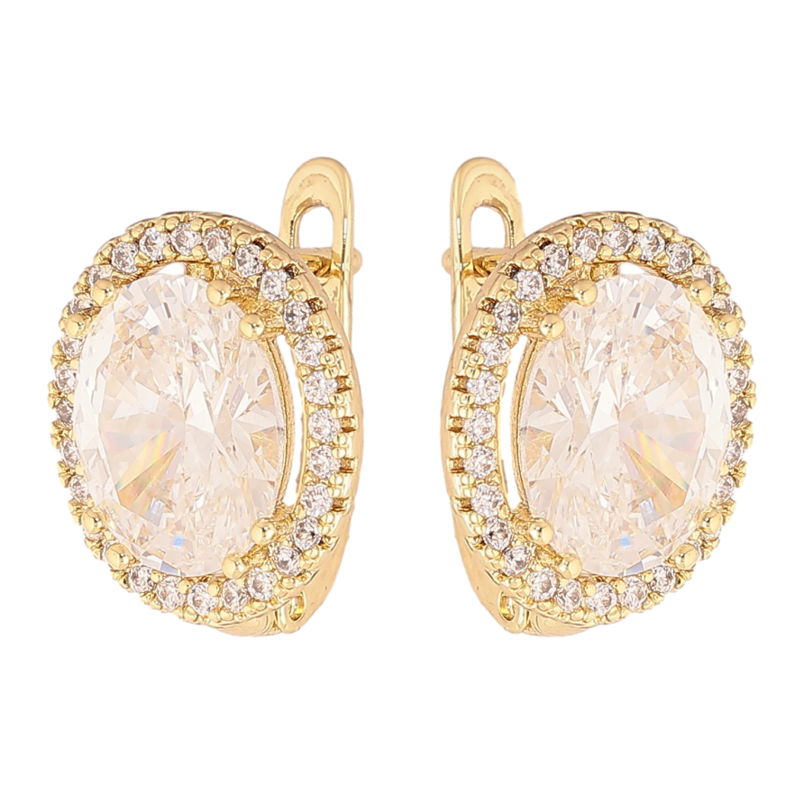 Серьги Xuping цвет Позолота 14K английский замок "Кристальный блеск" фото №1