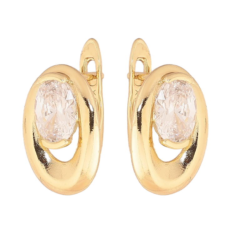 Серьги Xuping цвет Позолота 14K английский замок "Узор с кристаллами" фото №8