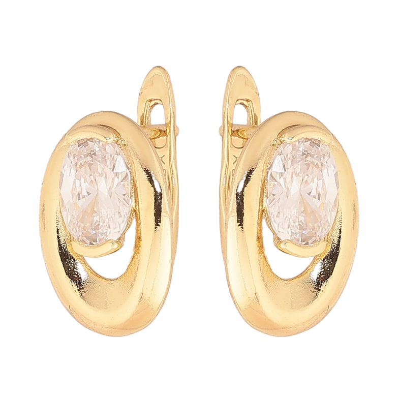 Серьги Xuping цвет Позолота 14K английский замок "Узор с кристаллами" фото №1