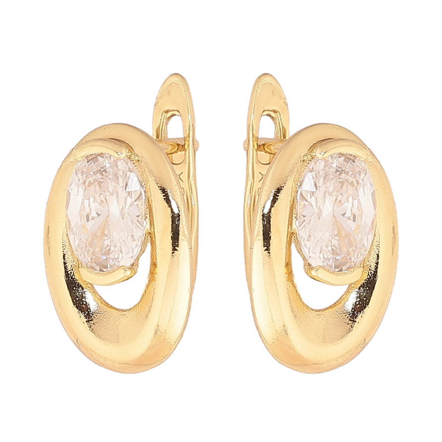 Серьги Xuping цвет Позолота 14K английский замок "Узор с кристаллами" фото №1