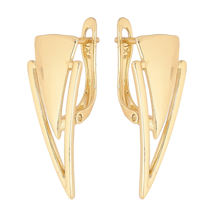 Серьги Xuping цвет Позолота 14K английский замок "Узор треугольниками" фото №6